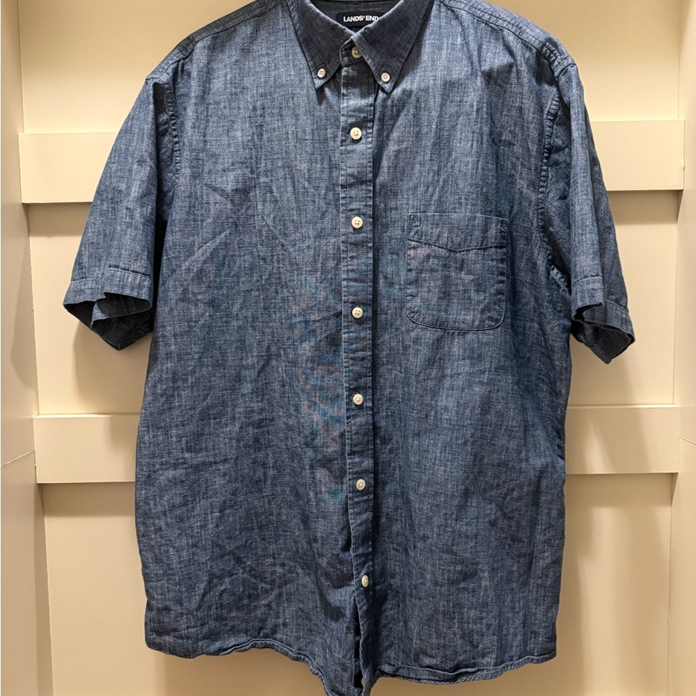 Lands' End Denim Blue Casual Shirt